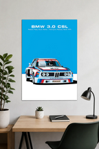 BMW 3.0 CSL Vintage Racing Poster | Classic Wall Art Print