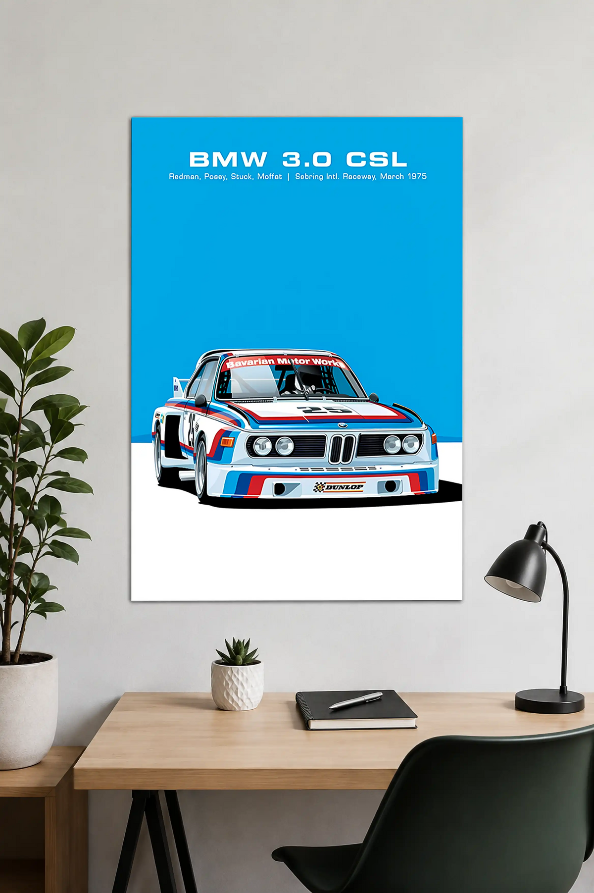 BMW 3.0 CSL Vintage Racing Poster | Classic Wall Art Print