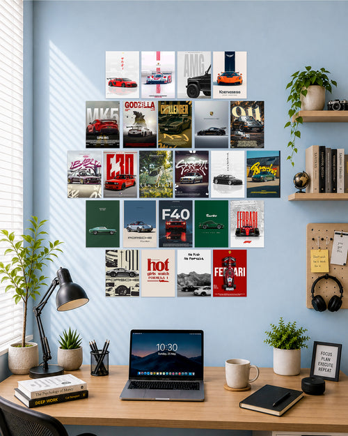 24 piece luxury car poster collection for bedroom wall decor