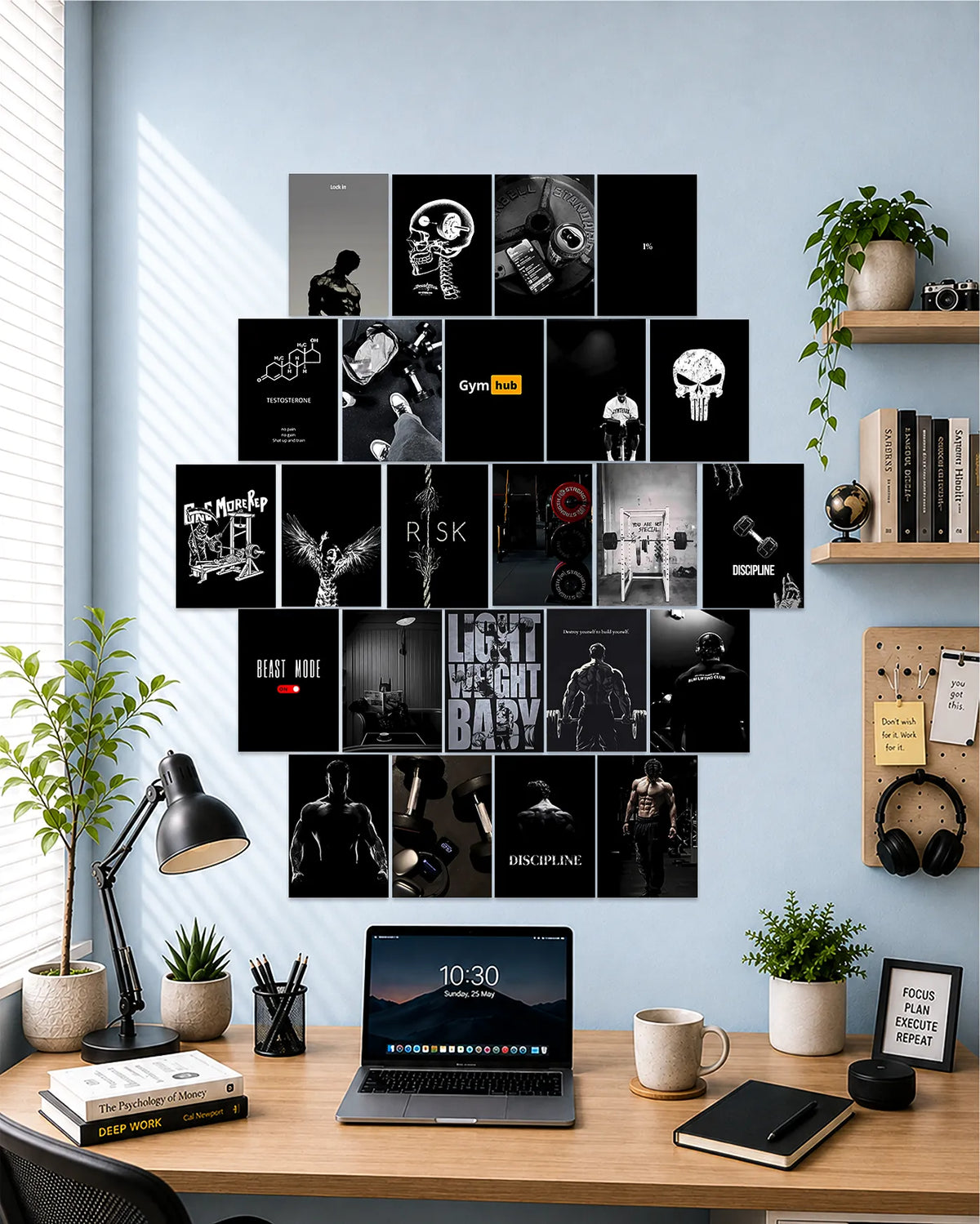 24-Piece Gym Motivation Wall Art Poster Set | Aesthetic Prints