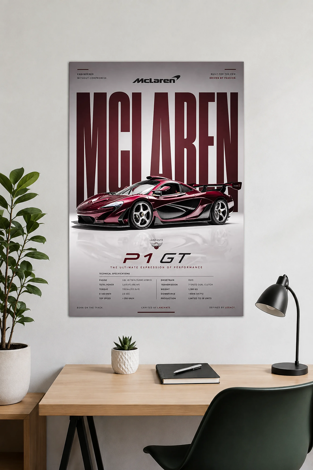 McLaren P1 GT Supercar Poster |Hypercar Wall Art