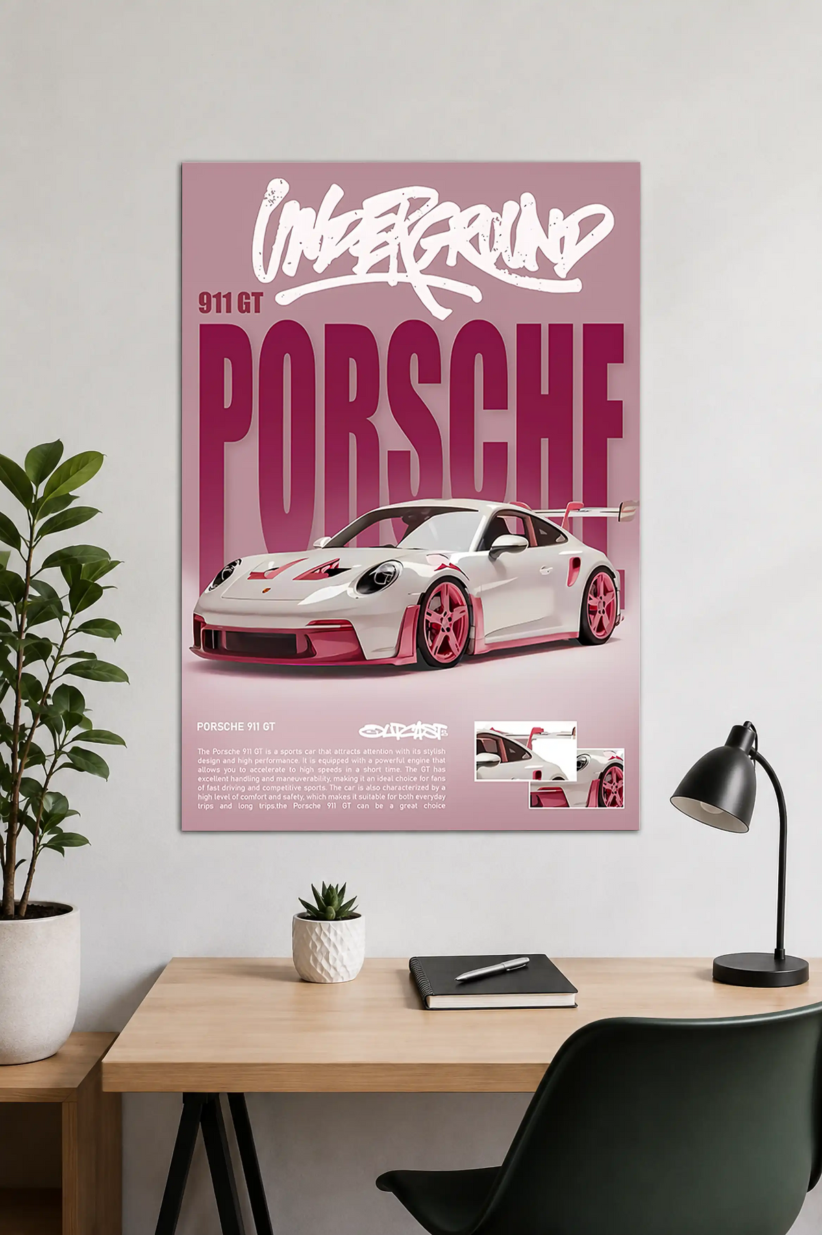 Porsche 911 GT Poster | Pink Porsche 911 GT